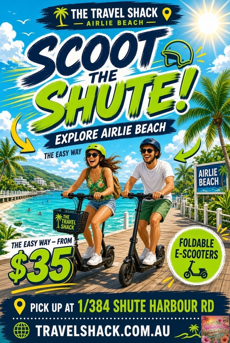 The Travel Shack — Scoot the Shute, e-scooter hire from $35 Airlie Beach