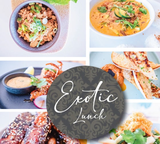 Whisper Restaurant Exotic Lunch menu — curries, grilled dishes and appetisers